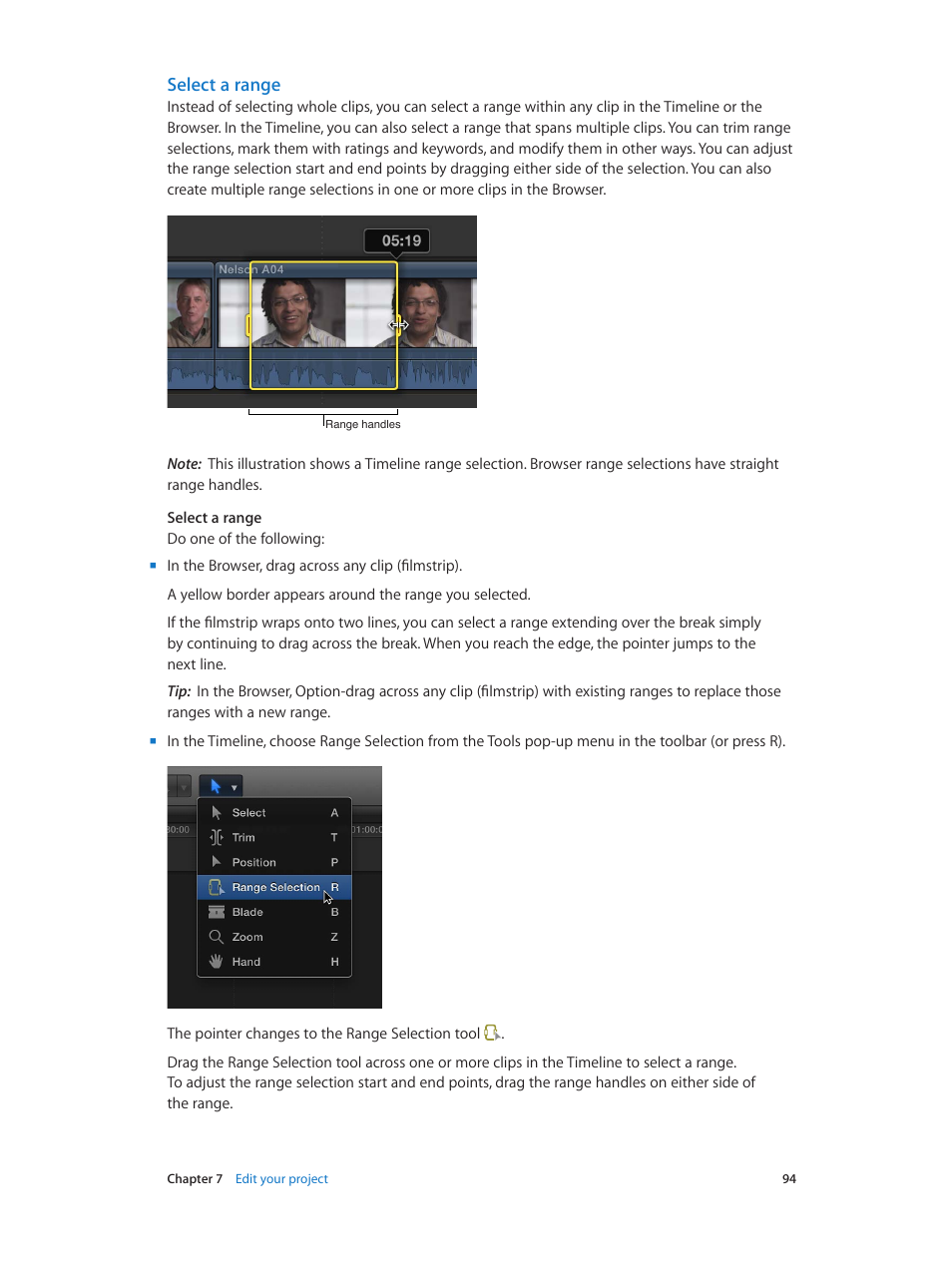 Select a range | Apple Final Cut Pro X (10.1.2) User Manual | Page 94 / 495