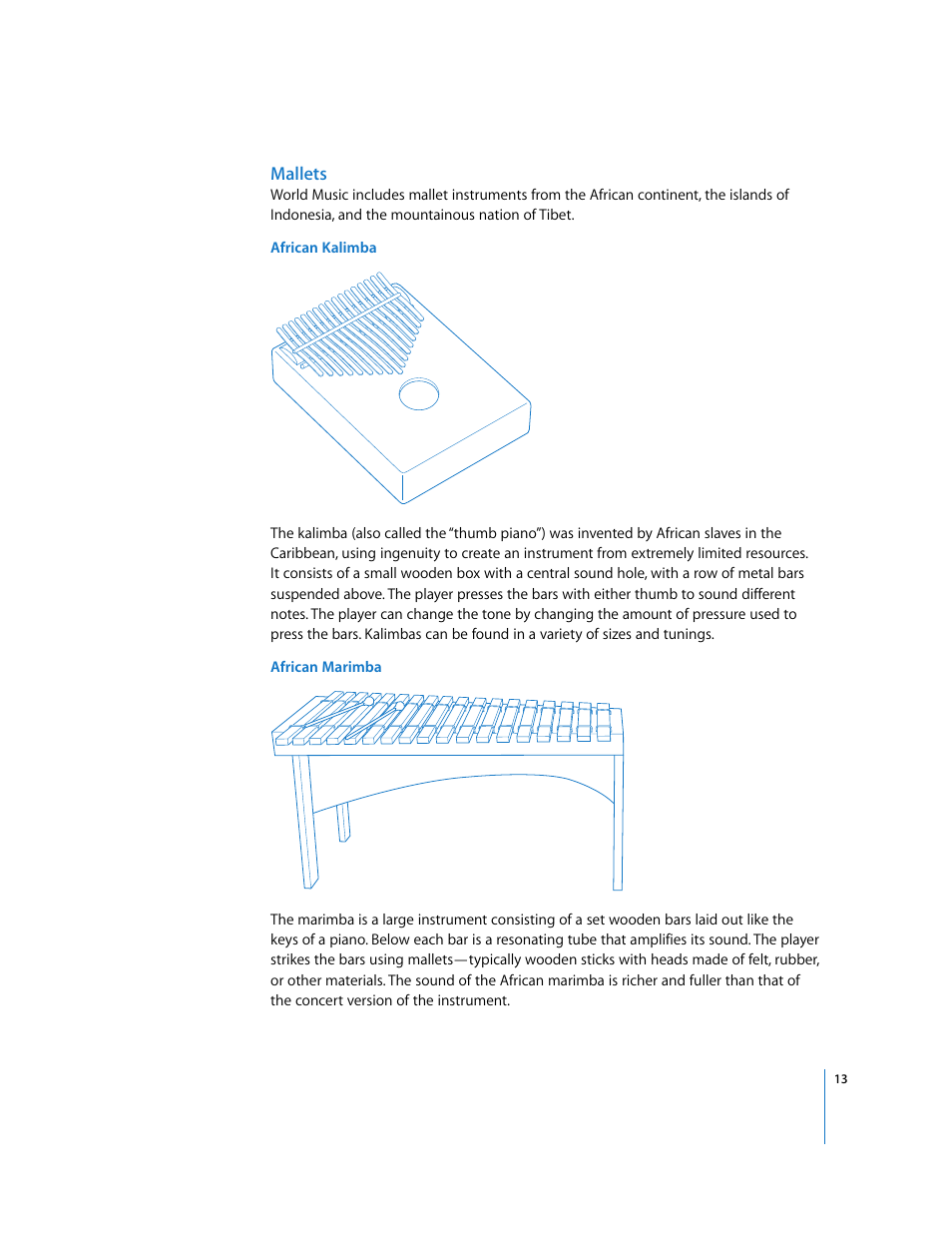 Mallets | Apple Using the GarageBand Jam Pack: World Music Instruments User Manual | Page 13 / 47