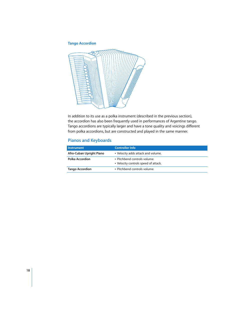 Pianos and keyboards | Apple Using the GarageBand Jam Pack: World Music Instruments User Manual | Page 18 / 47