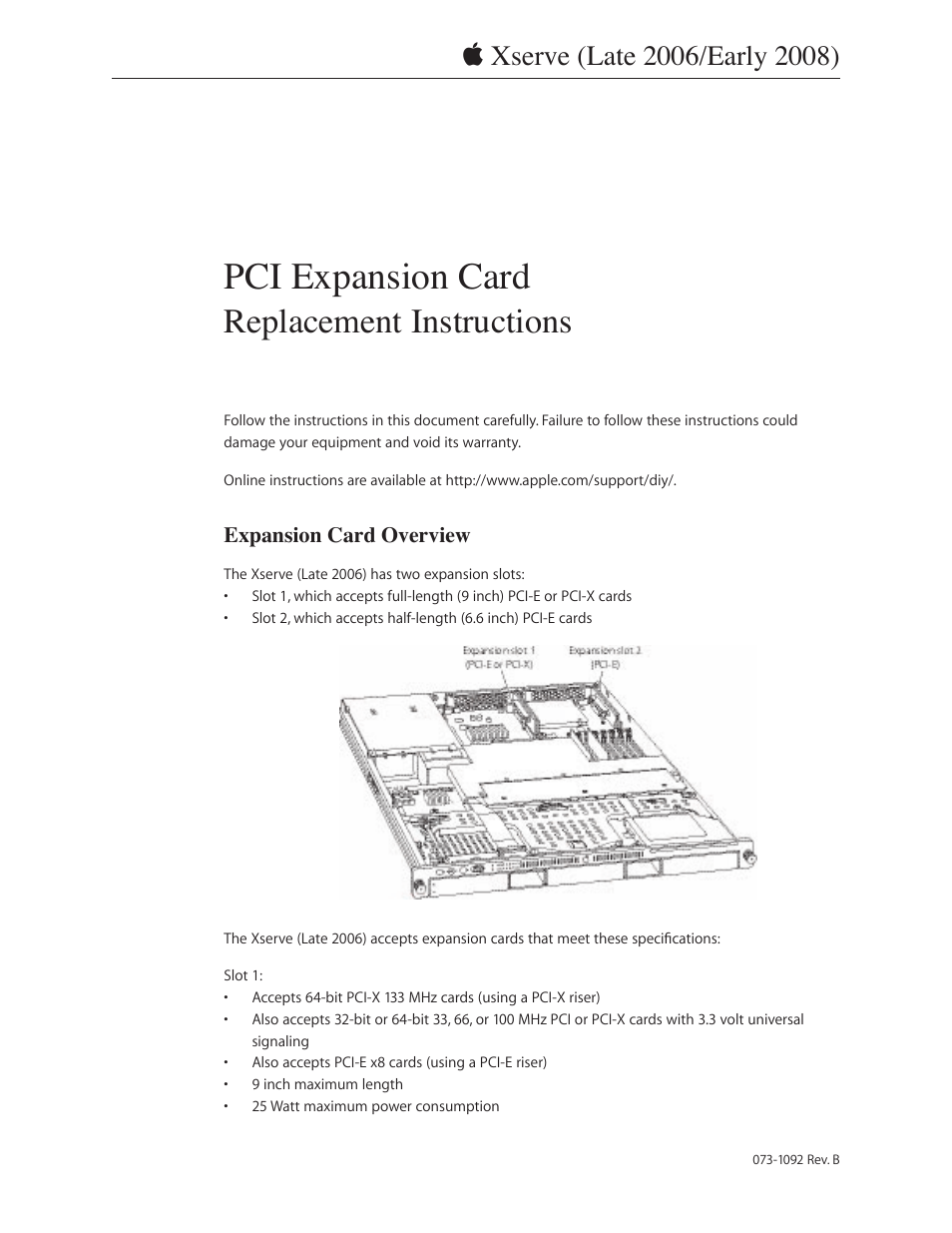Apple Xserve (Early 2008) DIY Procedure for Expansion Card User Manual | 6 pages