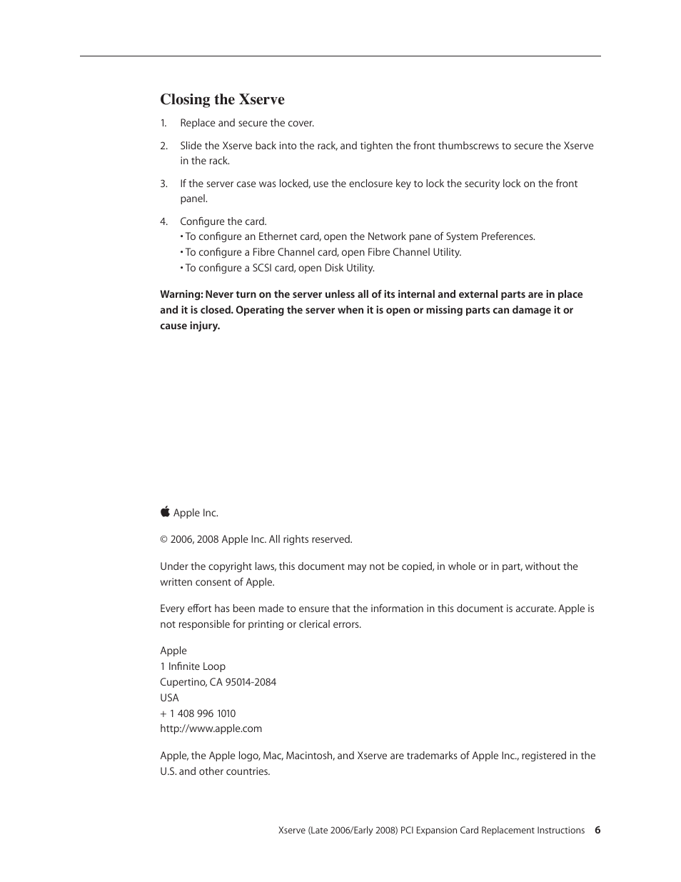 Closing the xserve | Apple Xserve (Early 2008) DIY Procedure for Expansion Card User Manual | Page 6 / 6