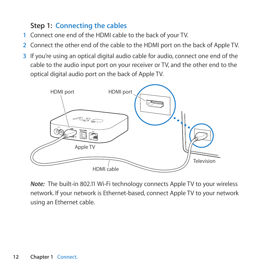Step 1: connecting the cables | Apple TV (3rd generation) User Manual | Page 12 / 36