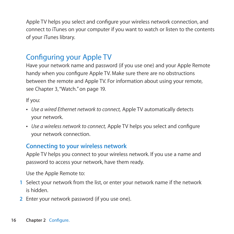 Configuring your apple tv, 16 configuring your apple tv | Apple TV (3rd generation) User Manual | Page 16 / 36