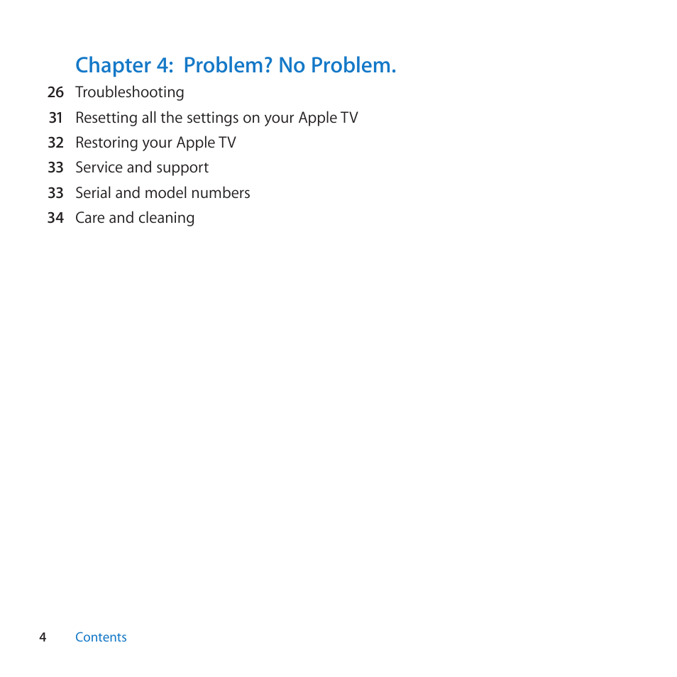 Chapter 4: problem? no problem | Apple TV (3rd generation) User Manual | Page 4 / 36