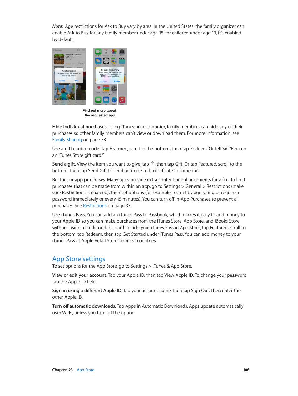 App store settings, 106 app store settings | Apple iPod touch iOS 8.1 User Manual | Page 106 / 160