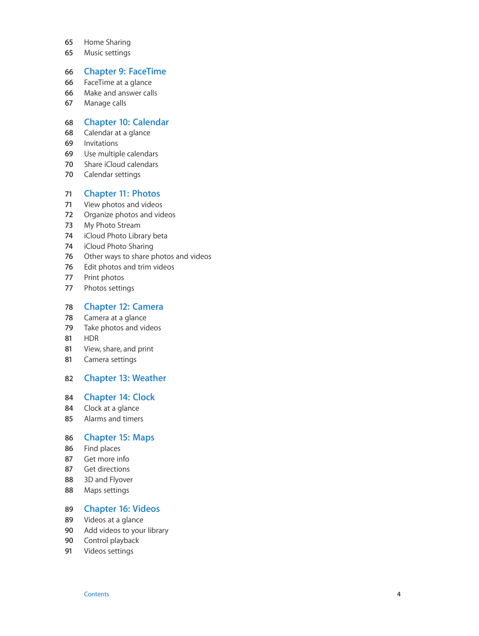 Apple iPod touch iOS 8.1 User Manual | Page 4 / 160