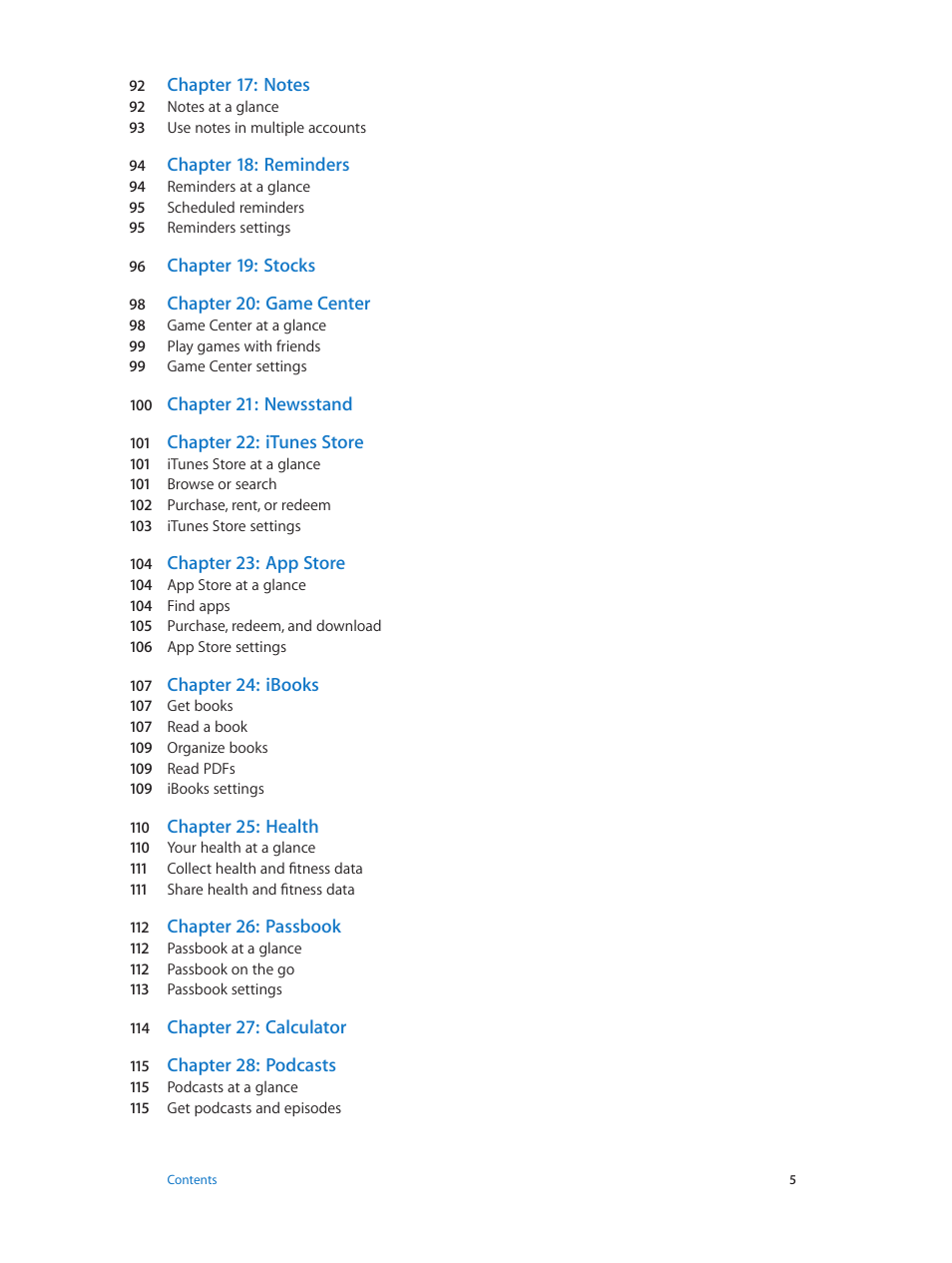 Apple iPod touch iOS 8.1 User Manual | Page 5 / 160