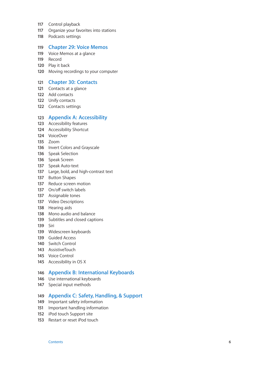 Apple iPod touch iOS 8.1 User Manual | Page 6 / 160