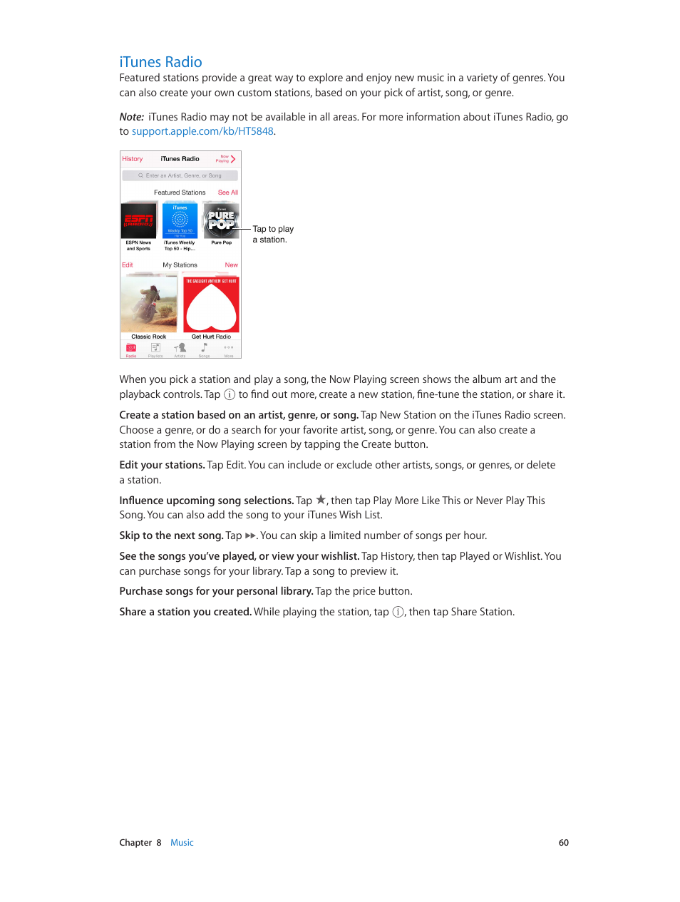 Itunes radio, 60 itunes radio | Apple iPod touch iOS 8.1 User Manual | Page 60 / 160
