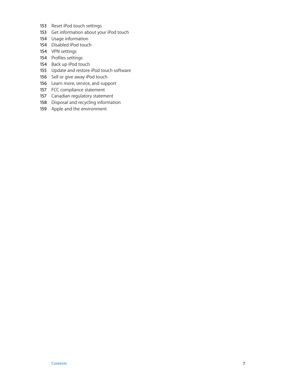 Apple iPod touch iOS 8.1 User Manual | Page 7 / 160