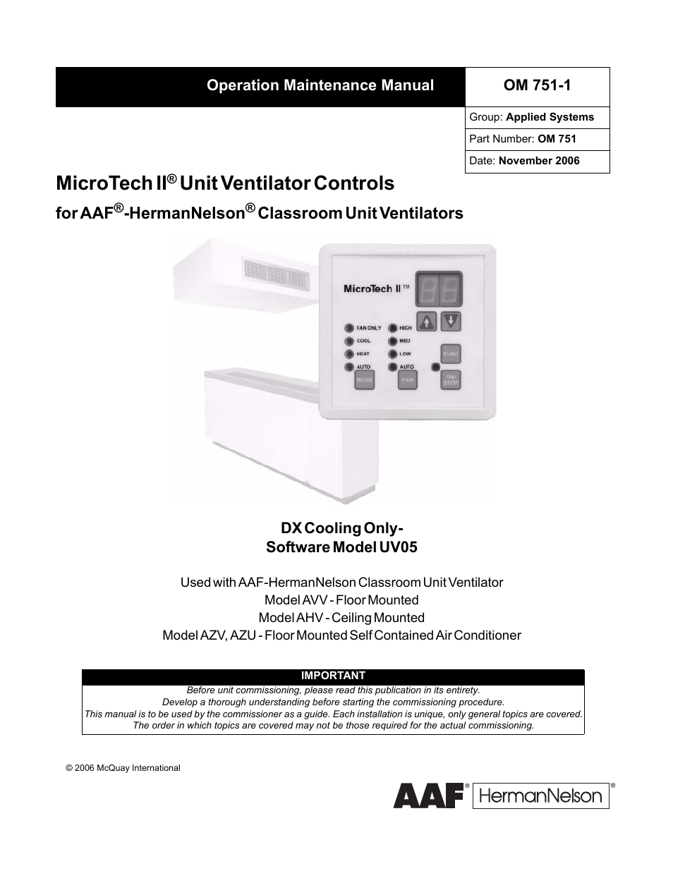 American Standard UV05 User Manual | 50 pages