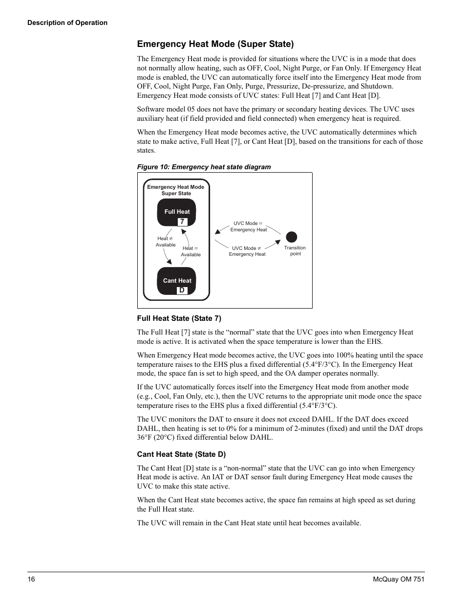 Emergency heat mode (super state), Emergency heat mode (super state)”) | American Standard UV05 User Manual | Page 16 / 50