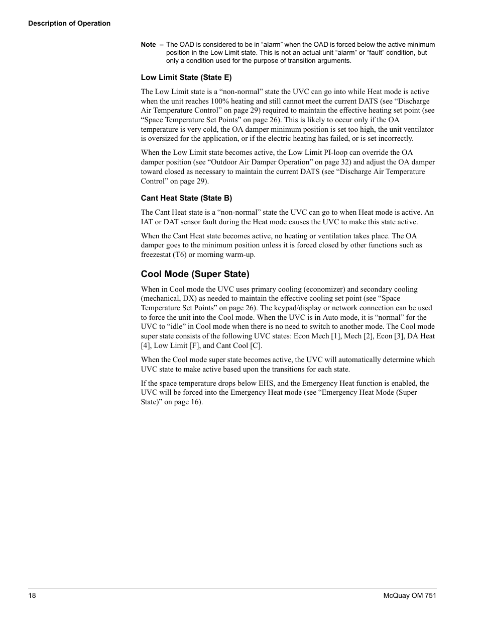 Cool mode (super state) | American Standard UV05 User Manual | Page 18 / 50