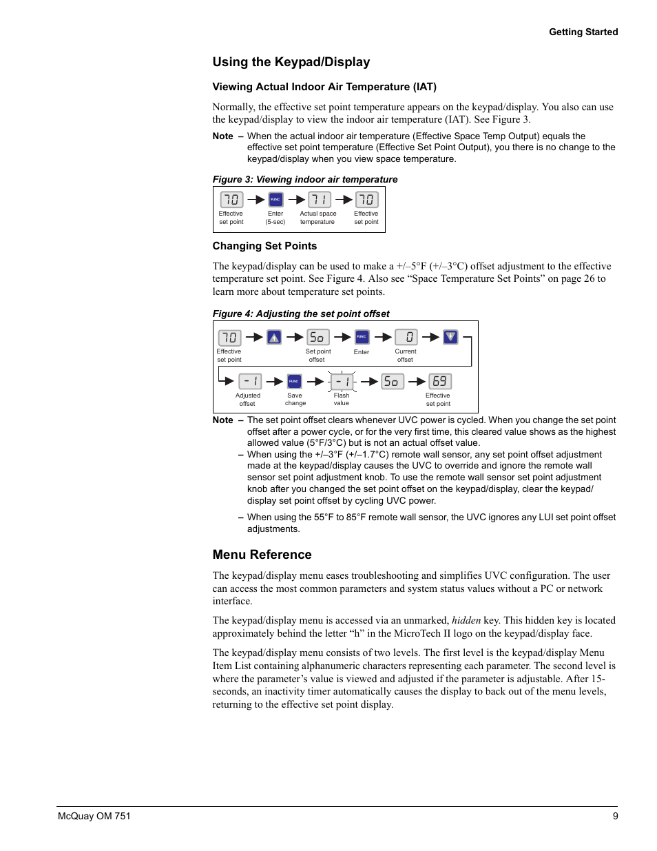 Using the keypad/display, Menu reference, Using the keypad/display menu reference | So 69 | American Standard UV05 User Manual | Page 9 / 50