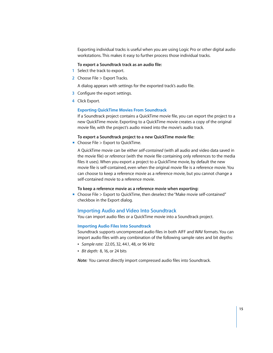 Importing audio and video into soundtrack | Apple Final Cut Express HD: New Features User Manual | Page 15 / 16