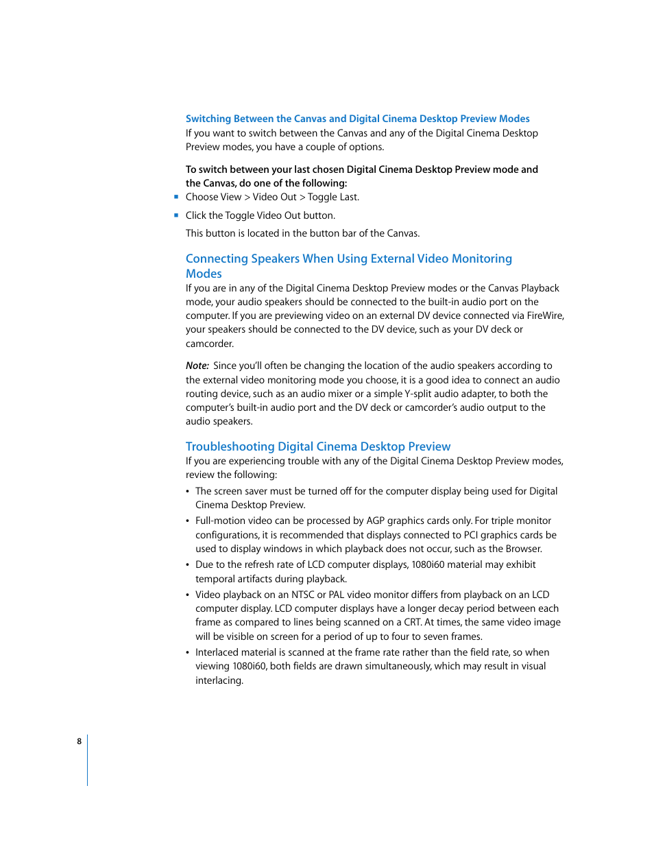 Troubleshooting digital cinema desktop preview | Apple Final Cut Express HD: New Features User Manual | Page 8 / 16