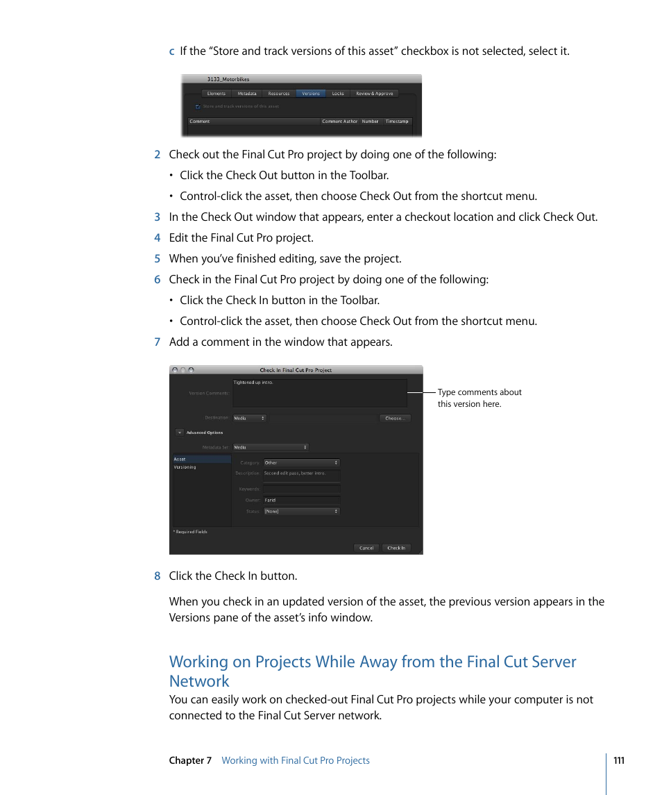 Network, Working | Apple Final Cut Server 1.5 User Manual | Page 111 / 148
