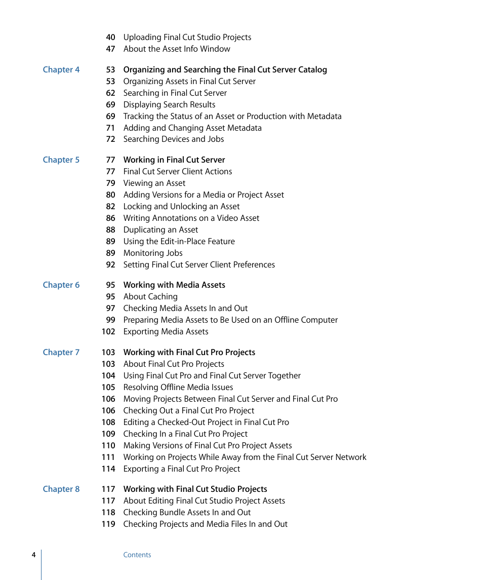 Apple Final Cut Server 1.5 User Manual | Page 4 / 148