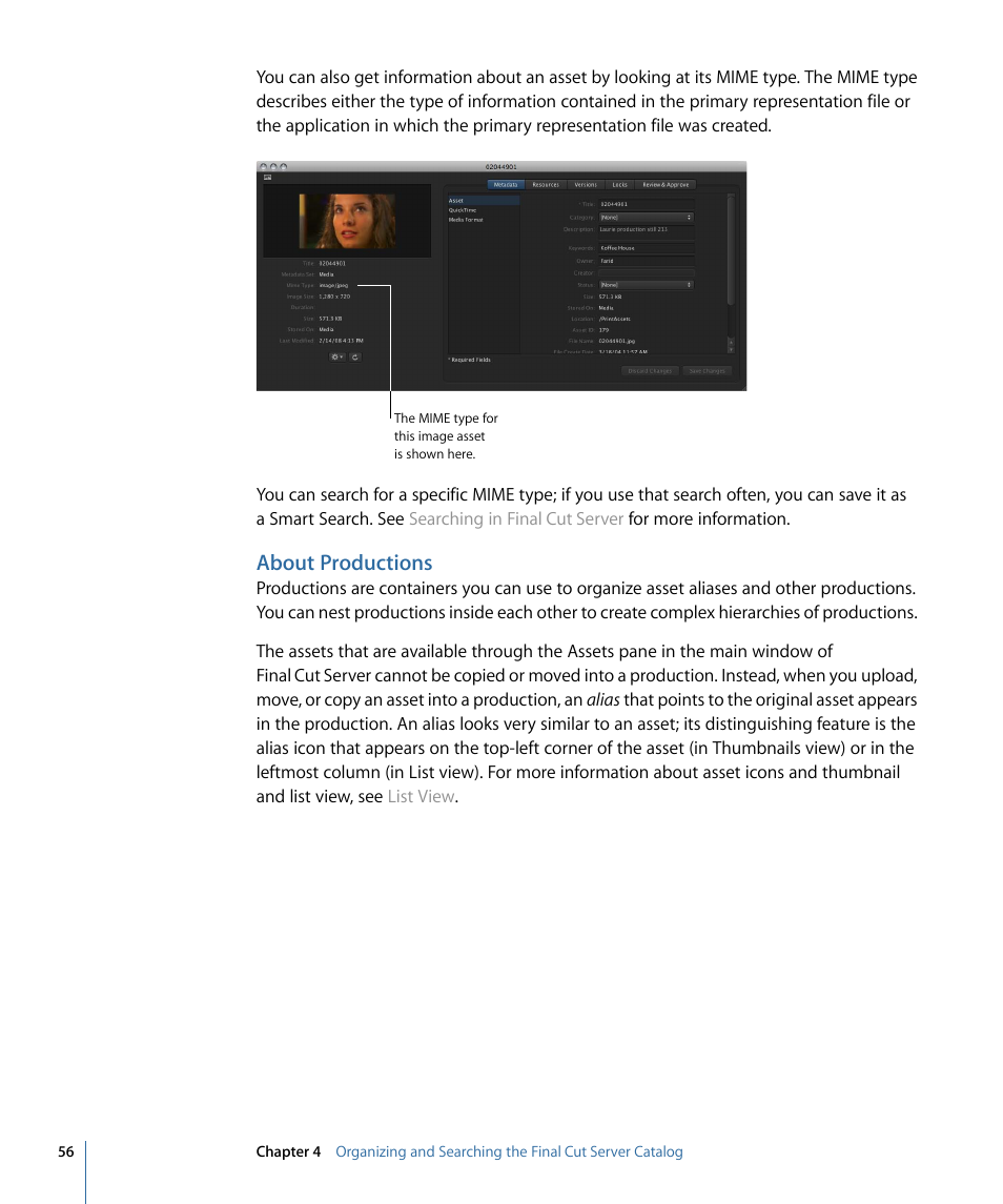 About productions | Apple Final Cut Server 1.5 User Manual | Page 56 / 148