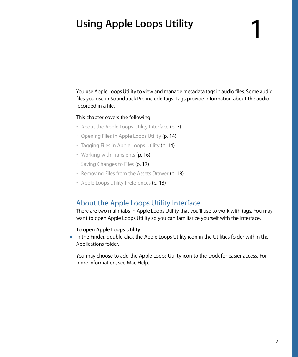 Using apple loops utility, About the apple loops utility interface | Apple Loops Utility 3 User Manual | Page 7 / 22