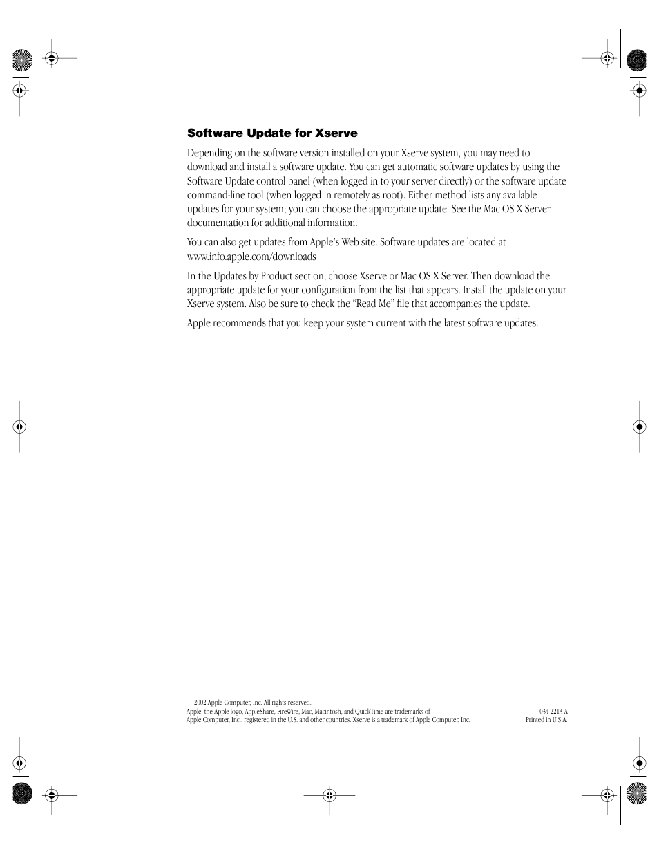 Software update for xserve | Apple Xserve User Manual | Page 8 / 8