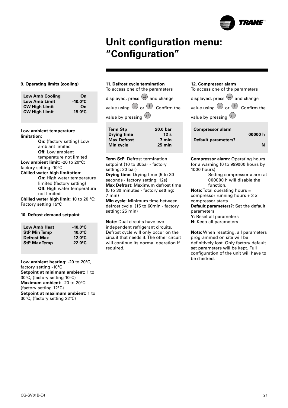 Unit configuration menu: “configuration | American Standard TRACER CH532 User Manual | Page 21 / 32