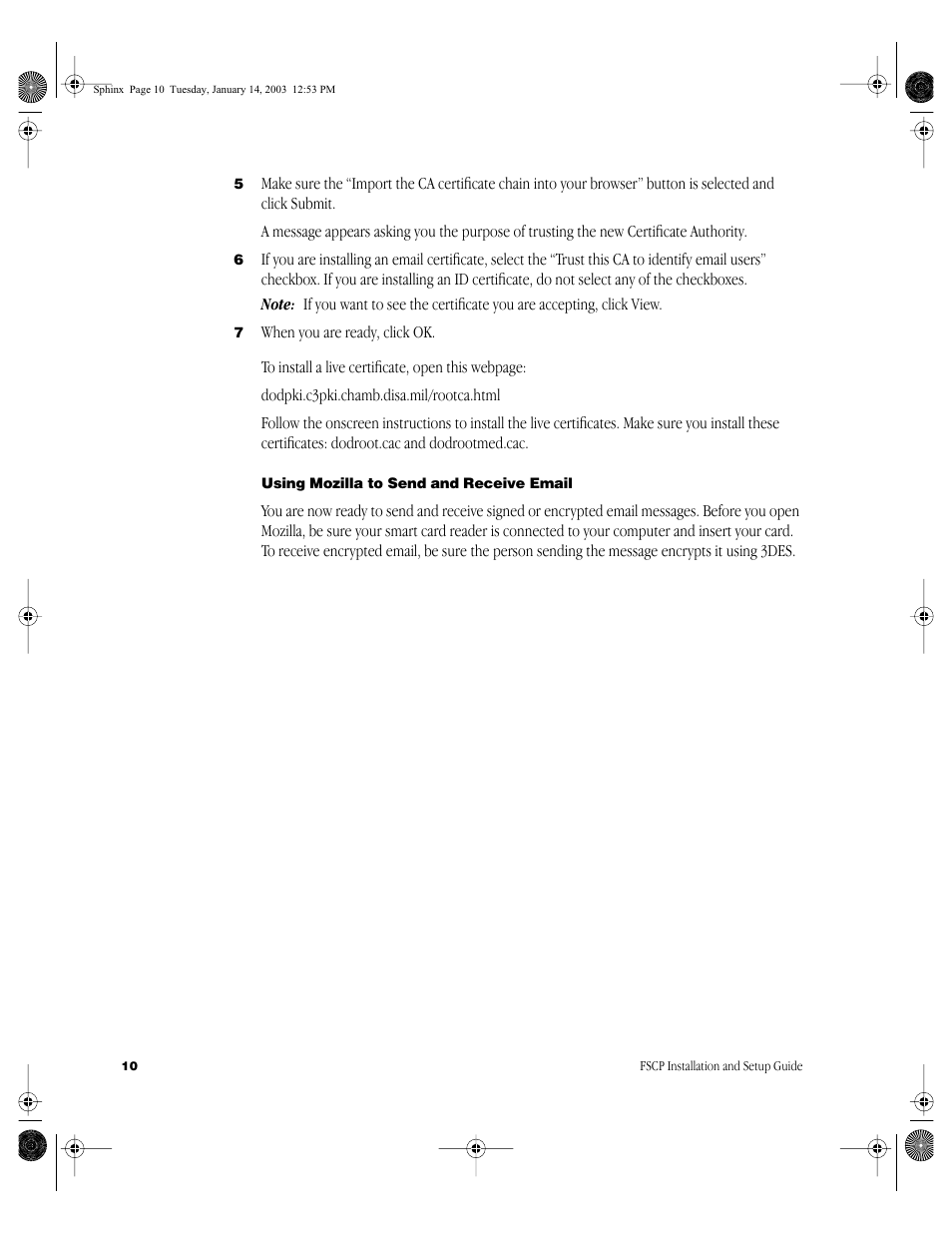 Using mozilla to send and receive email | Apple Federal Smart Card Package User Manual | Page 10 / 20