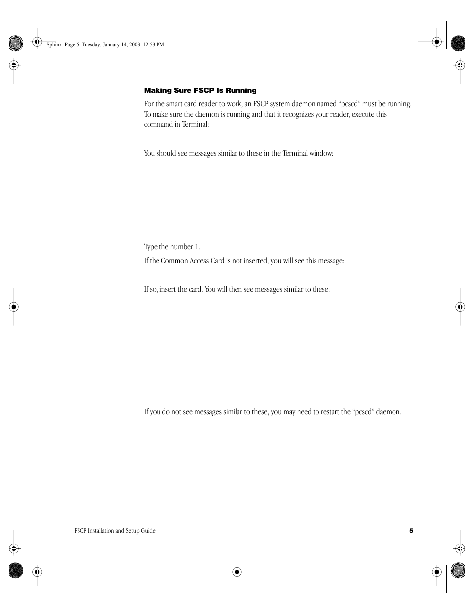 Making sure fscp is running | Apple Federal Smart Card Package User Manual | Page 5 / 20