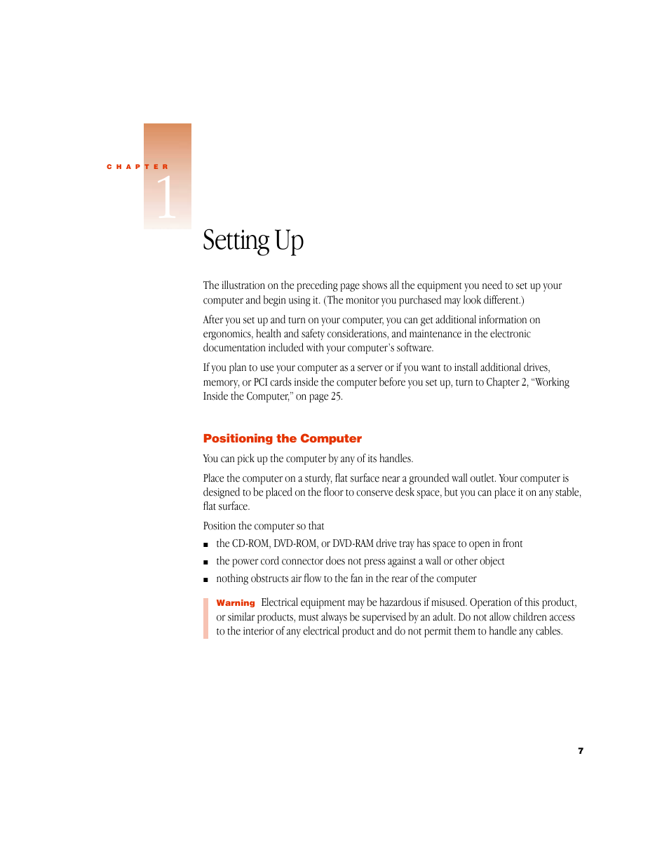 Setting up | Apple Setting Up Your Power Macintosh G4 (PCI & AGP) User Manual | Page 7 / 62