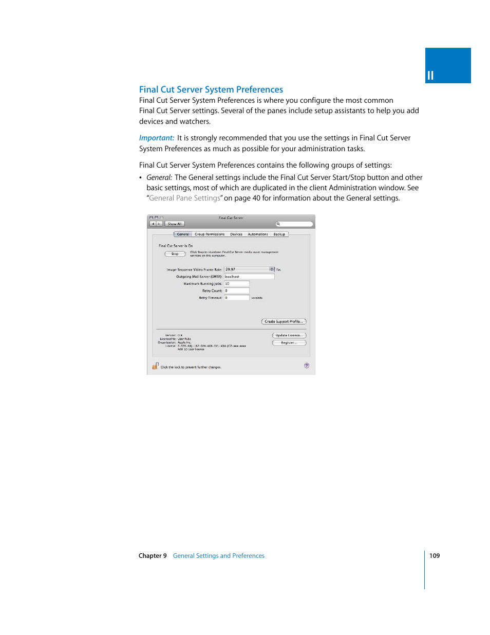 Finalcutserver system preferences | Apple Final Cut Server User Manual | Page 109 / 238