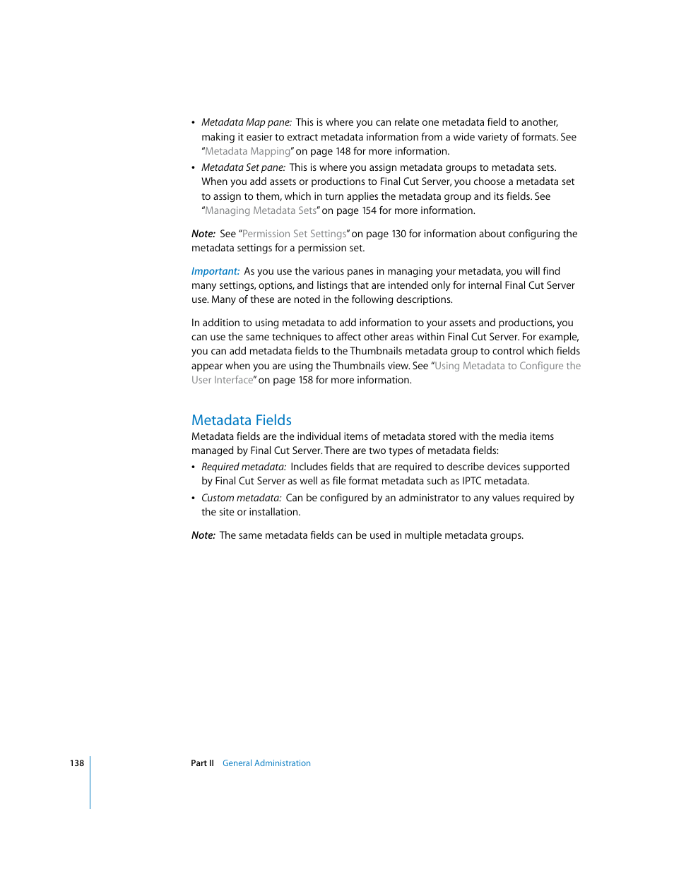Metadata fields, P. 138) | Apple Final Cut Server User Manual | Page 138 / 238