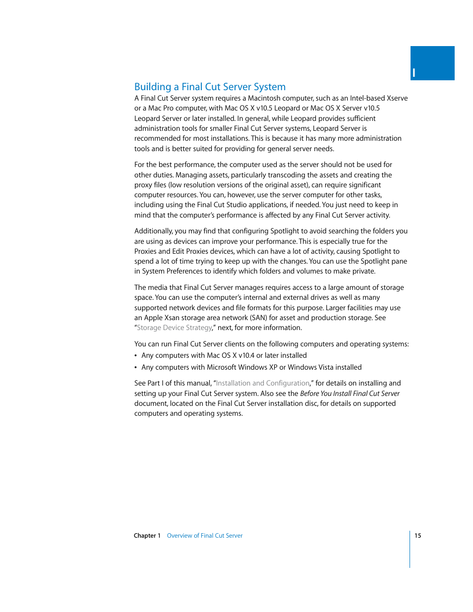 Building a finalcutserver system, Building a final cut server system, P. 15) | Apple Final Cut Server User Manual | Page 15 / 238