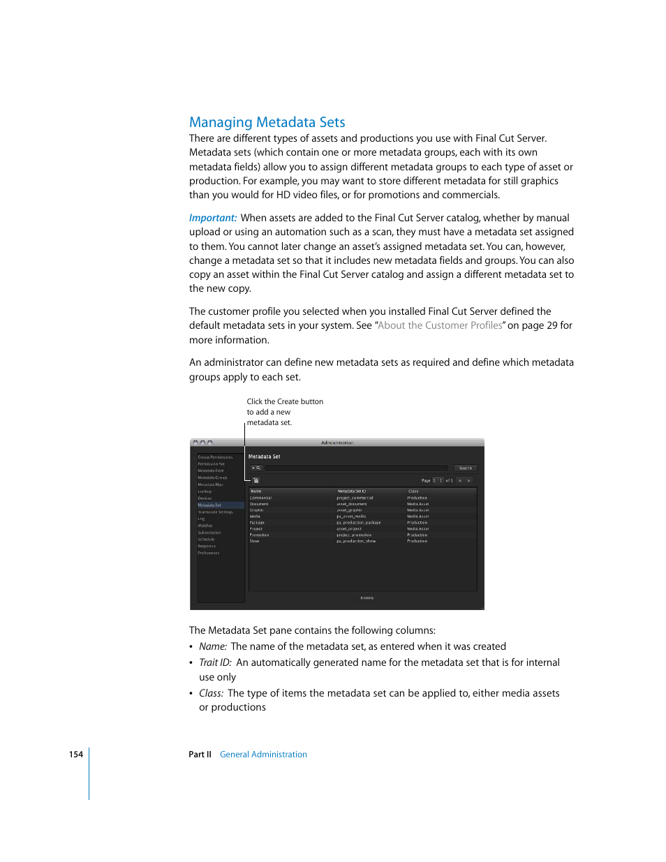 Managing metadata sets, P. 154) | Apple Final Cut Server User Manual | Page 154 / 238