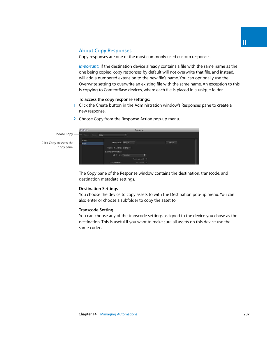 About copy responses | Apple Final Cut Server User Manual | Page 207 / 238