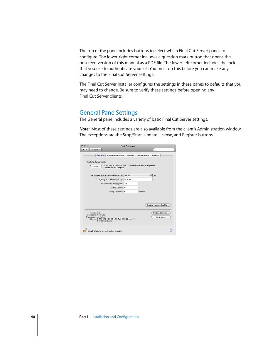 General pane settings, P. 40) | Apple Final Cut Server User Manual | Page 40 / 238