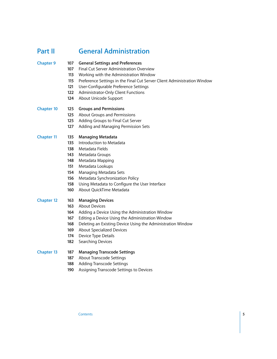 Part ii general administration | Apple Final Cut Server User Manual | Page 5 / 238