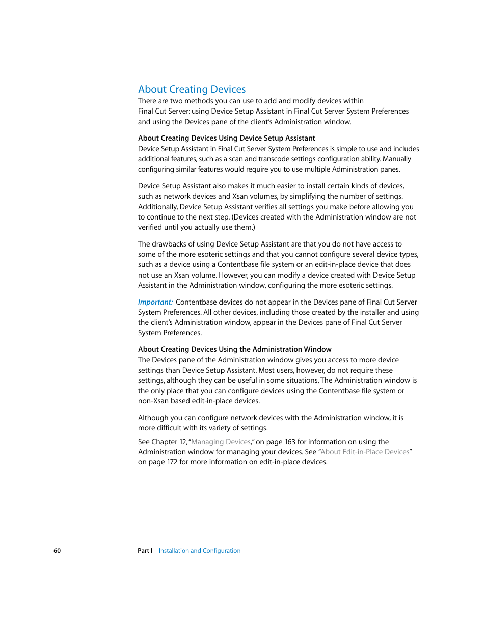 About creating devices, P. 60) | Apple Final Cut Server User Manual | Page 60 / 238