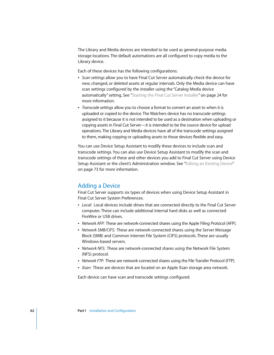 Adding a device, P. 62) | Apple Final Cut Server User Manual | Page 62 / 238