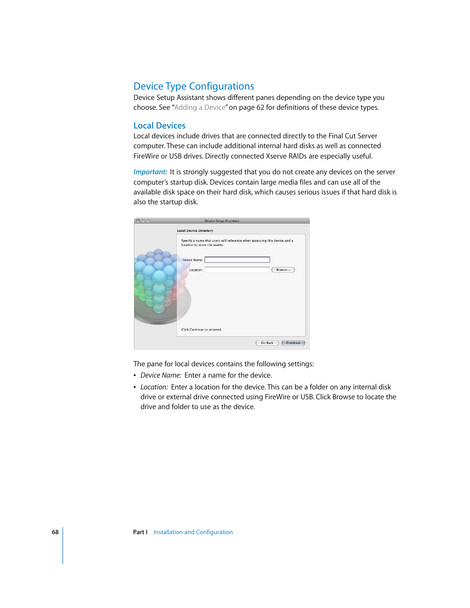 Device type configurations, Local devices, P. 68) | Apple Final Cut Server User Manual | Page 68 / 238