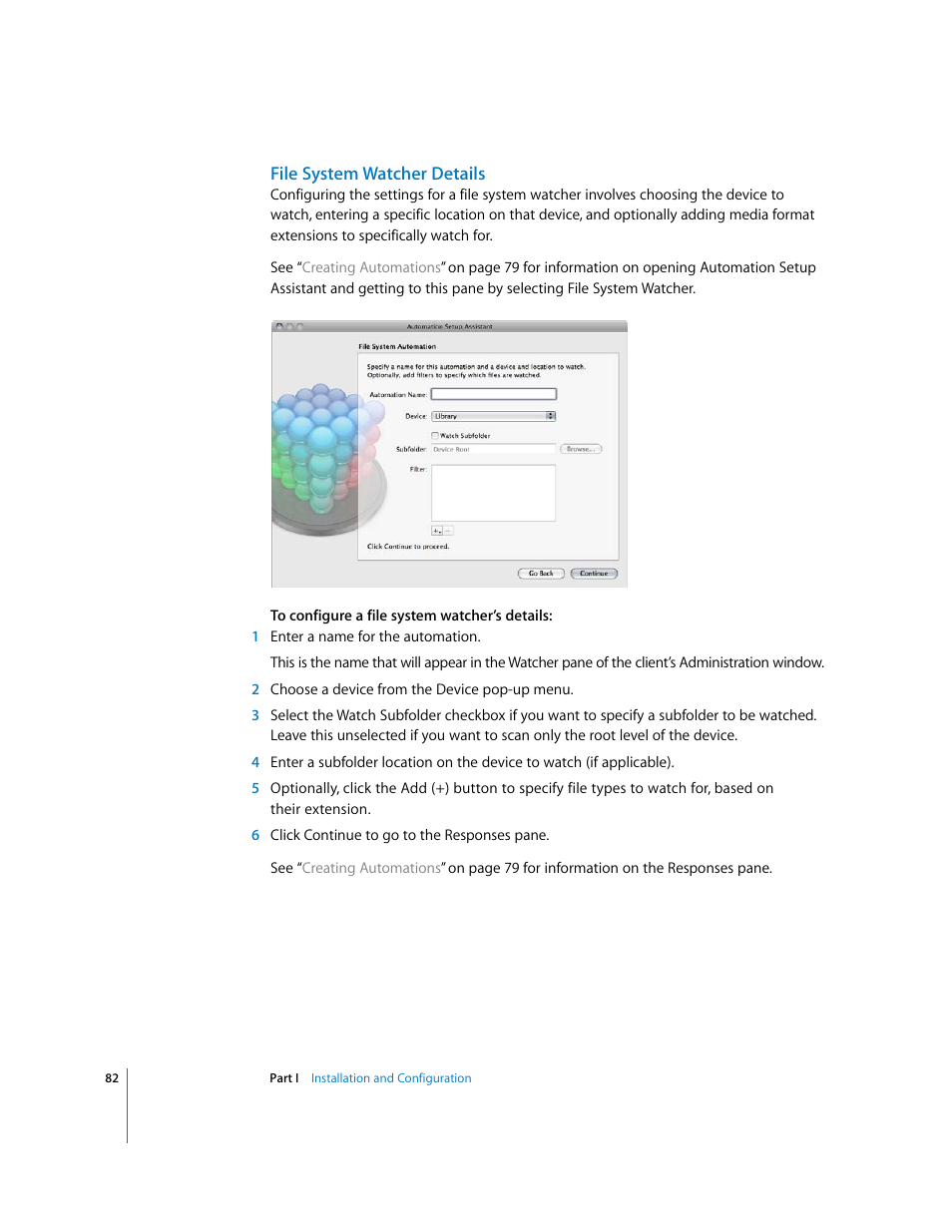 File system watcher details, File system, Watcher details | Apple Final Cut Server User Manual | Page 82 / 238