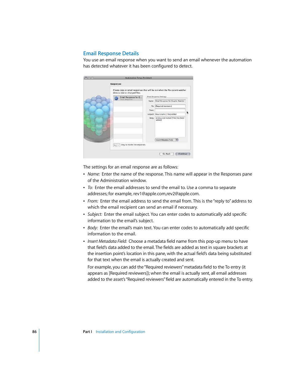 Email response details, Email, Response details | Apple Final Cut Server User Manual | Page 86 / 238