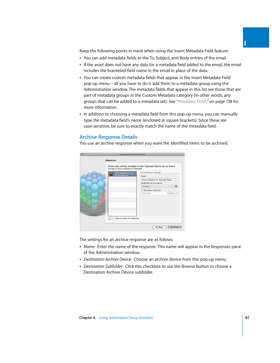 Archive response details | Apple Final Cut Server User Manual | Page 87 / 238