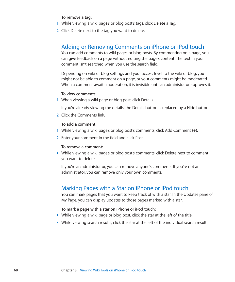Marking pages with a star on iphone or ipod touch | Apple Mac OS X Server v10.6 User Manual | Page 68 / 97