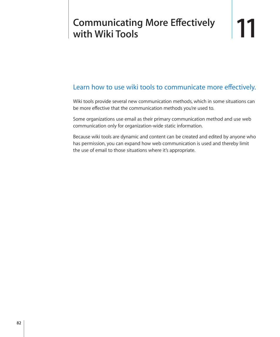 Communicating more effectively with wiki tools | Apple Mac OS X Server v10.6 User Manual | Page 82 / 97