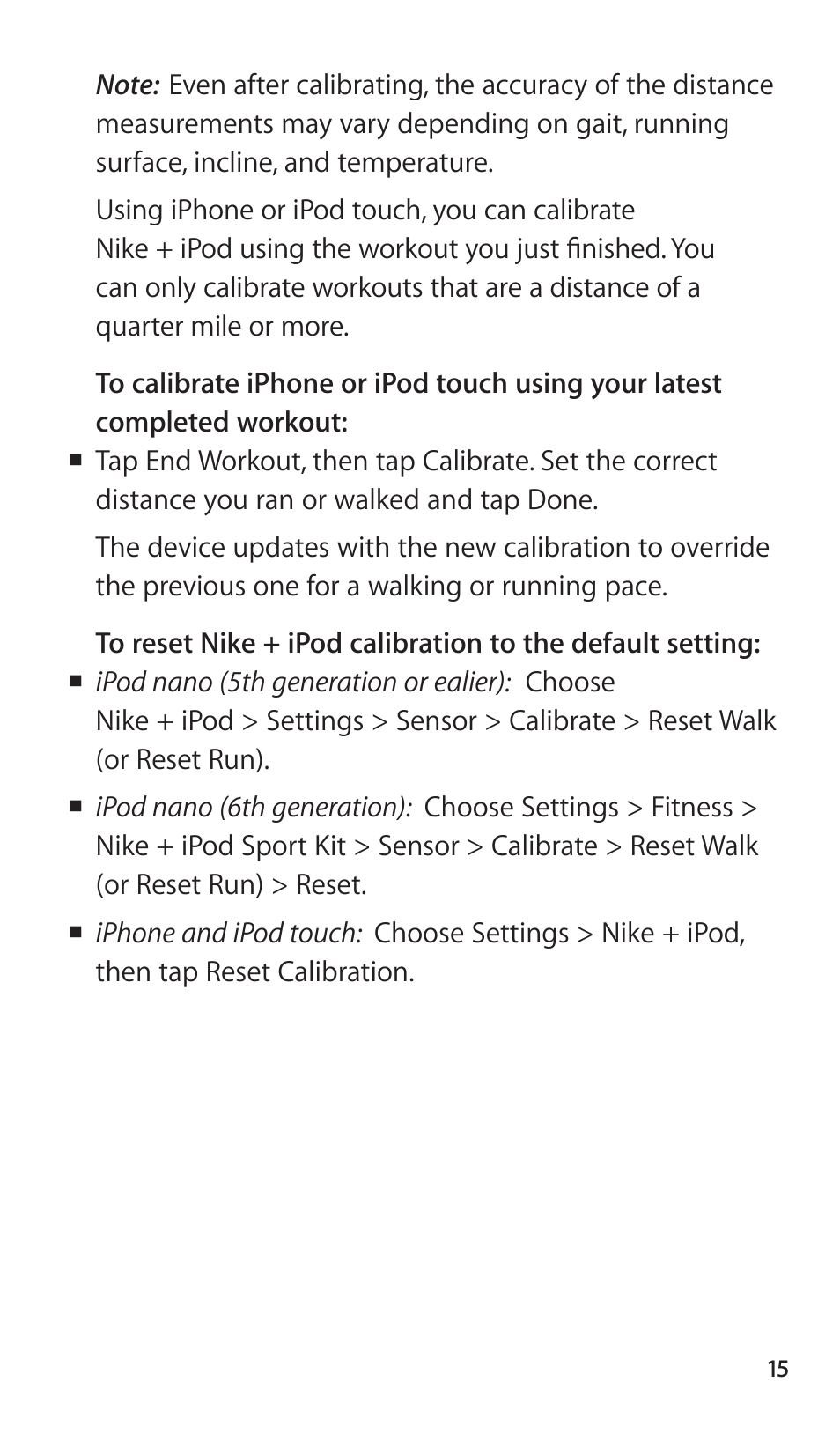 Apple Nike + iPod Sensor User Manual | Page 15 / 40