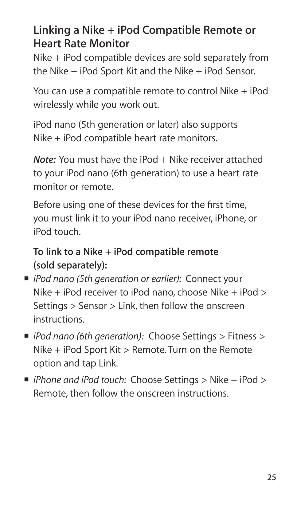 Apple Nike + iPod Sensor User Manual | Page 25 / 40