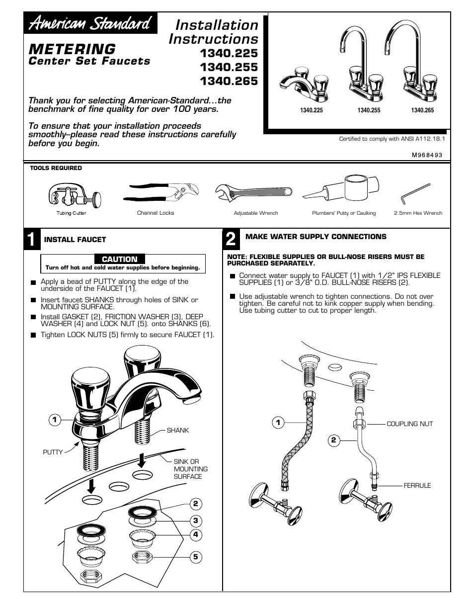 American Standard 1340.225 User Manual | 3 pages