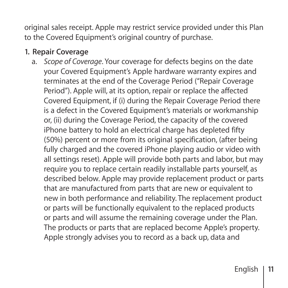 Apple AppleCare Protection Plan for iPhone User Manual | Page 11 / 80