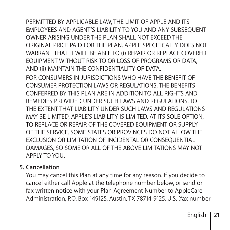 Apple AppleCare Protection Plan for iPhone User Manual | Page 21 / 80