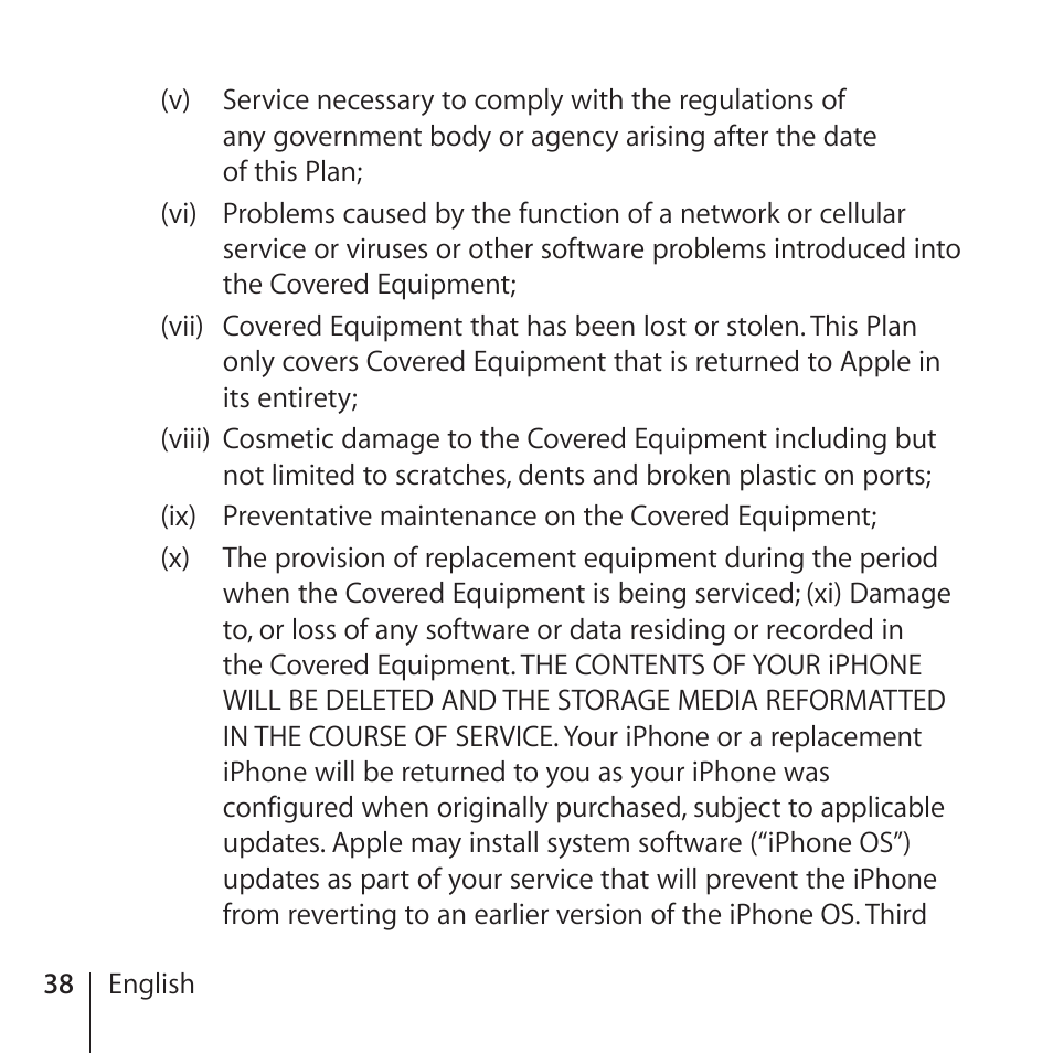 Apple AppleCare Protection Plan for iPhone User Manual | Page 38 / 80